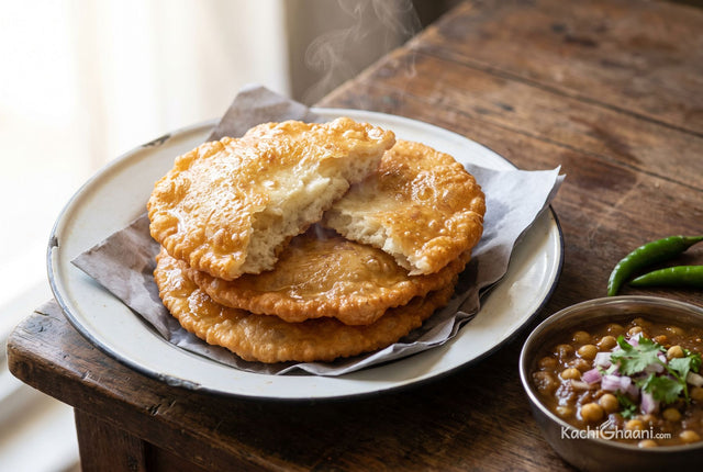 Dhuska, three golden deep-fried dhuska