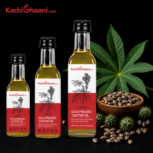 Cold Pressed Castor Oil in Glass Bottles