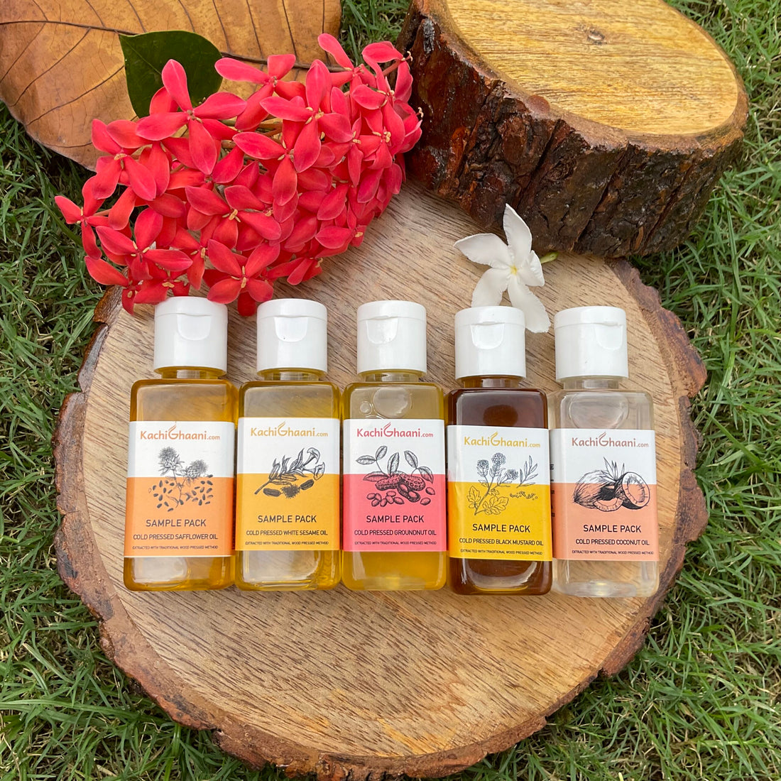 Trial pack of five cold pressed oils, 50 ml each – KachiGhaani