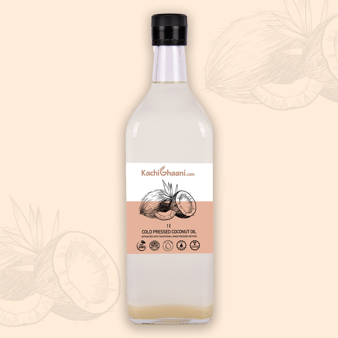 Wooden cold pressed virgin coconut oil bottle – KachiGhaani